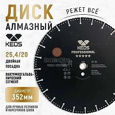 Характеристики дисков алмазных универсальных Keos Professional 350 мм